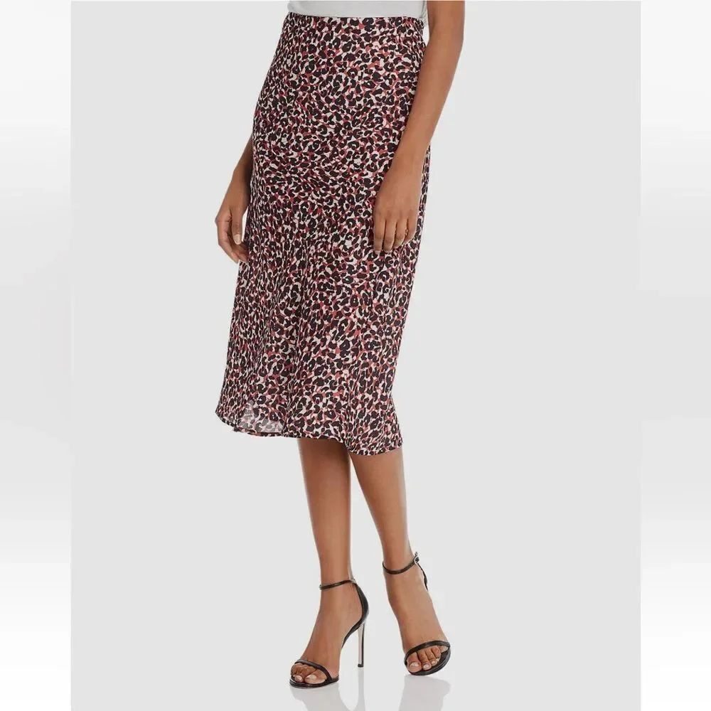 Sanctuary Women's Black Red Leopard-Print Everyday Midi Skirt Size small